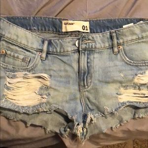 Distressed jean shorts